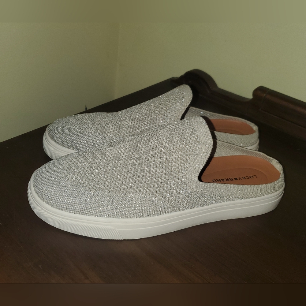 Lucky Brand Silver Glitter Slip-On Mule Sneakers